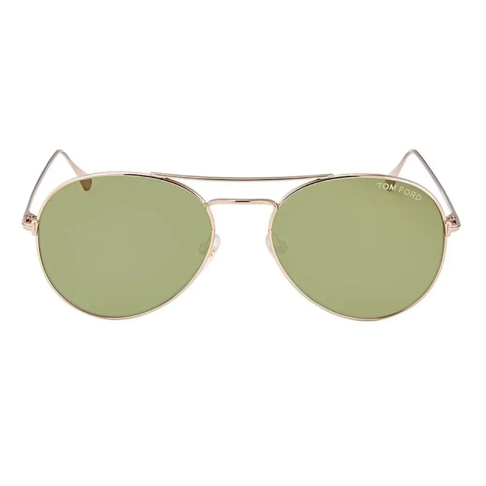 NEW TOM FORD SUNGLASSES GOLD/GREEN MEN AVIATOR EYEWEAR